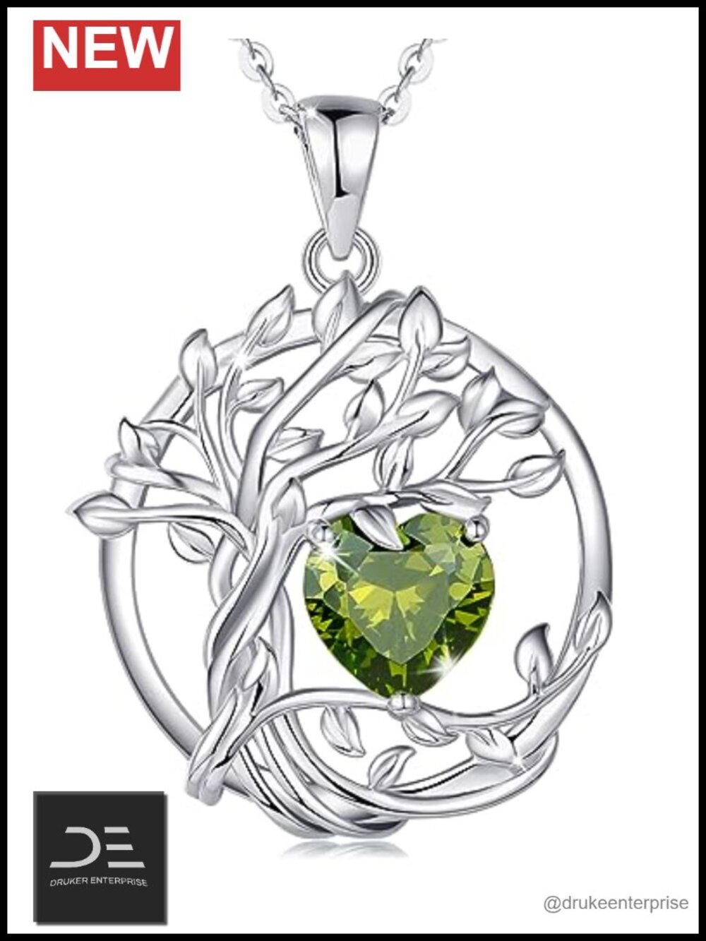 Tree of Life Birthstone Pendant Necklace Sterling Silver 925 Women Jewelry